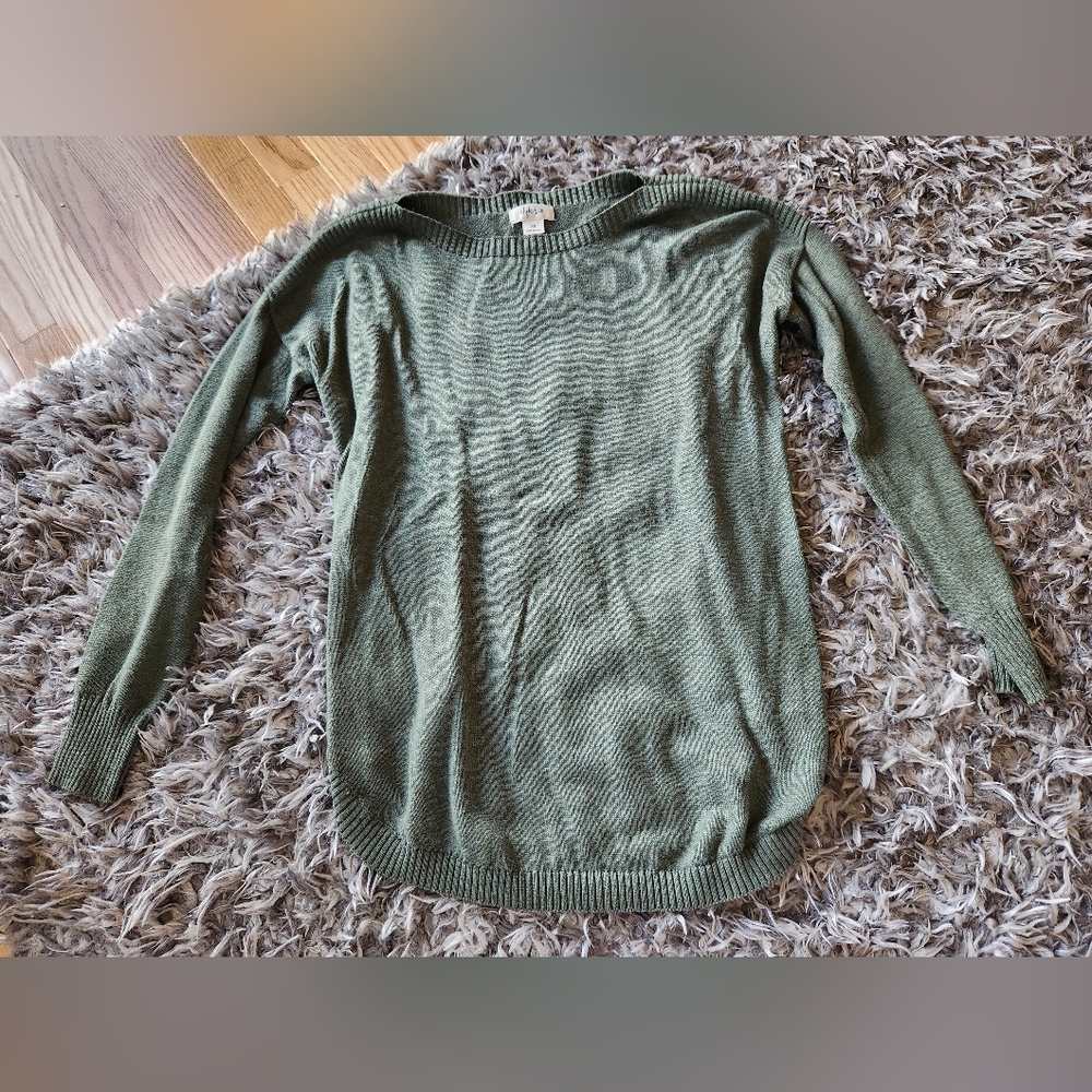 Style & Co. Curved Hem Green Sweater
